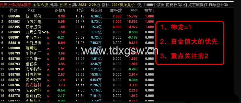 【2024神龙竞价】竞价排序指标，信号全天不变！源码附图