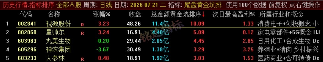 『尾盘黄金坑排序』主力洗盘结束后的尾盘潜伏低吸 短线次日套利排序工具 数据可回测,电脑使用 『尾盘黄金坑排序』主力洗盘结束后的尾盘潜伏低吸 短线次日套利排序工具 数据可回测,电脑使用