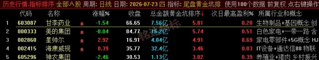 『尾盘黄金坑排序』主力洗盘结束后的尾盘潜伏低吸 短线次日套利排序工具 数据可回测,电脑使用 『尾盘黄金坑排序』主力洗盘结束后的尾盘潜伏低吸 短线次日套利排序工具 数据可回测,电脑使用