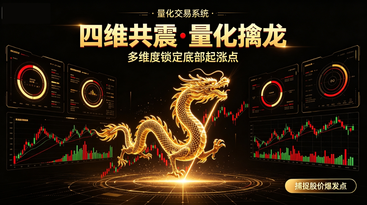 通达信【四维共震•量化擒龙】 多维度锁定底部起涨点,量化捕捉股价爆发的最佳时机,1主1副1选股