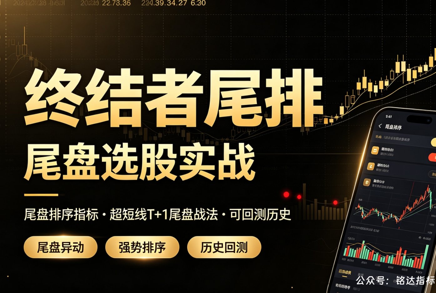 支持手机【终结者尾排】尾盘选股实战 尾盘排序指标 超短线T+1尾盘战法 可回测历史