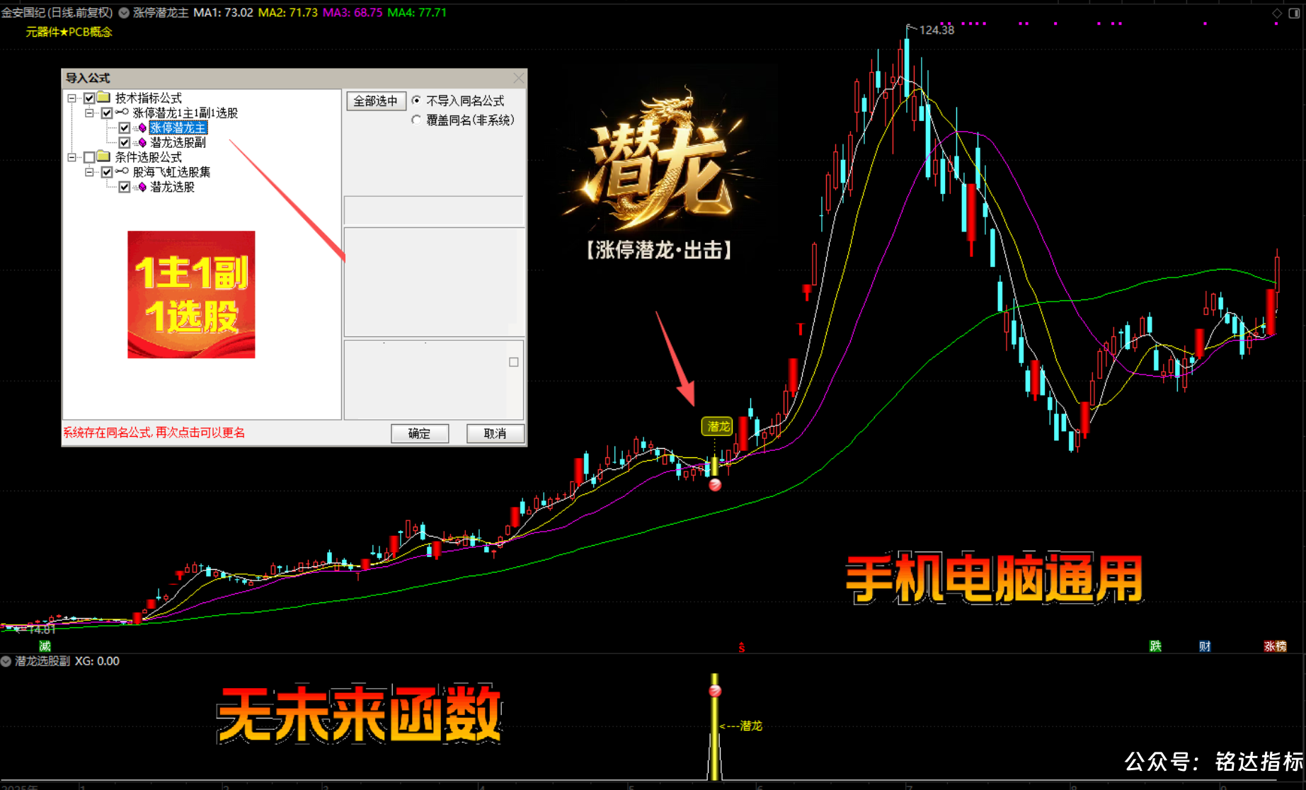 【涨停潜龙●出击】涨停基因识别 + 多周期位置共振，捕捉主升浪前的潜伏起爆点、1主1副1选股