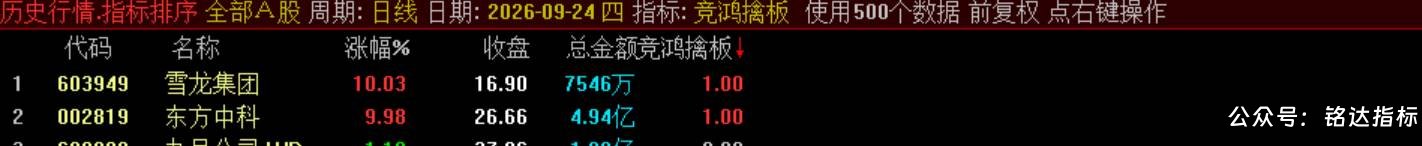 【竞鸿擒板】竞价排序选股 快速从全市场筛选当日冲高潜力标的,信号结果全天不变电脑手机端能使用 【竞鸿擒板】竞价排序选股 快速从全市场筛选当日冲高潜力标的,信号结果全天不变电脑手机端能使用