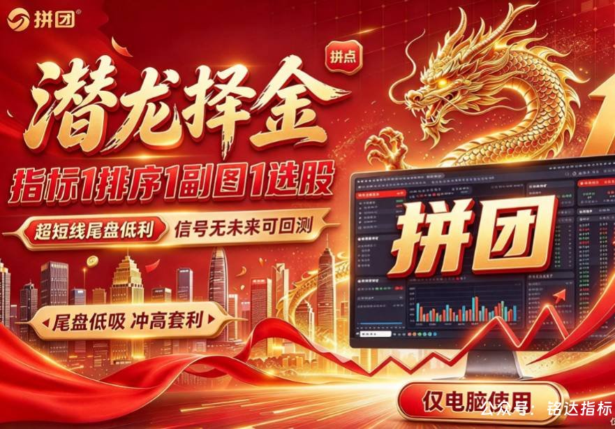 通达信【潜龙择金】指标1排序1副图1选股、超短线尾盘低吸、次日冲高套利、信号无未来可回测