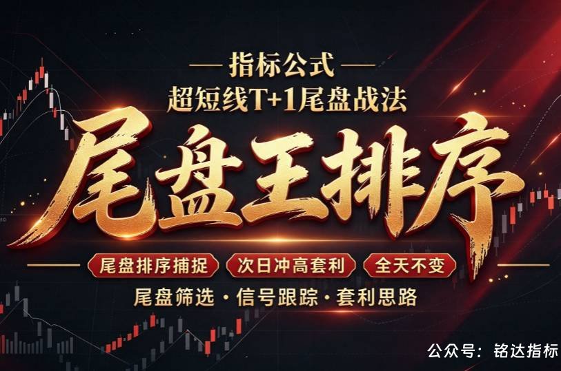 『尾盘王排序』指标公式｜超短线T+1尾盘战法，尾盘排序捕捉次日冲高套利，全天不变